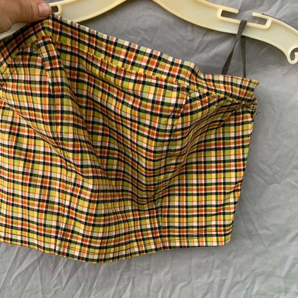 Vintage 90’s Meow Genes Plaid Multicolor Women's Tube Top